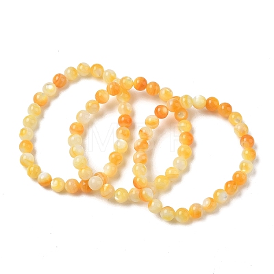 7MM Natural Yellow Shell Round Beaded Stretch Bracelets SH-CBACA76-18C-1