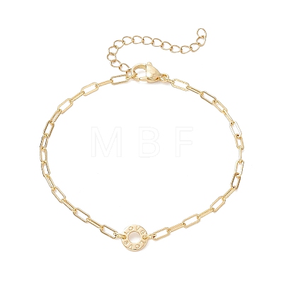 Brass Ring with Word Love Link Bracelets BJEW-JB12816-1