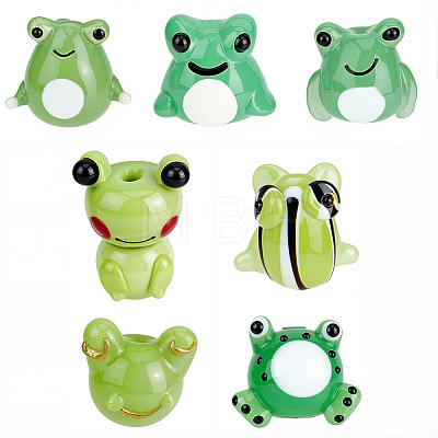 14Pcs 7 Styles Handmade Lampwork Beads LAMP-PA0001-72-1