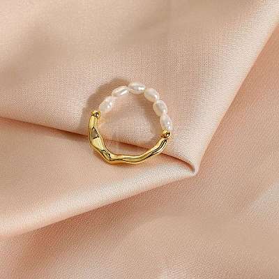 Oval Natural Freshwater Pearl Rings for Women WGE4334-01-1