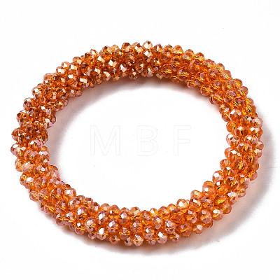 Faceted Transparent Glass Beads Stretch Bracelets BJEW-S144-002B-02-1