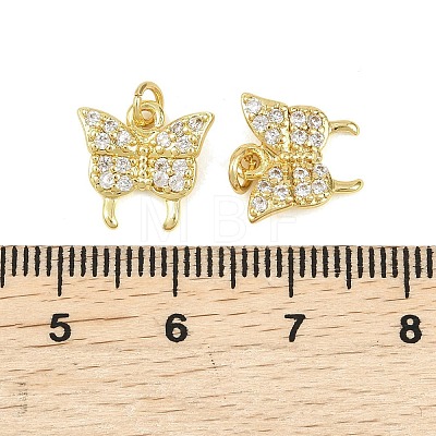 Brass Micro Pave Clear Cubic Zirconia Charms KK-D218-26G-03-1