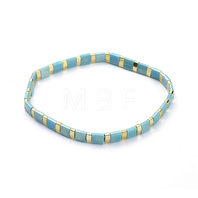 Rectangle Glass Seed Beads Stretch Bracelets BJEW-JB05297-02-1