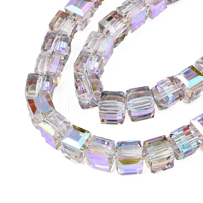 Electroplate Transparent Glass Beads Strands EGLA-N002-28-1