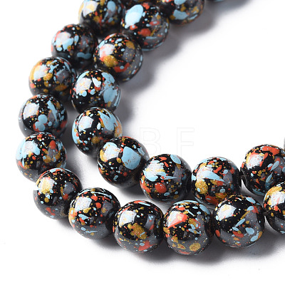 Spray Painted Non-magnetic Synthetic Hematite Beads Strands G-N337-06C-1