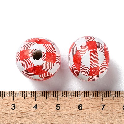 Printed Wood European Beads WOOD-Z002-12-1