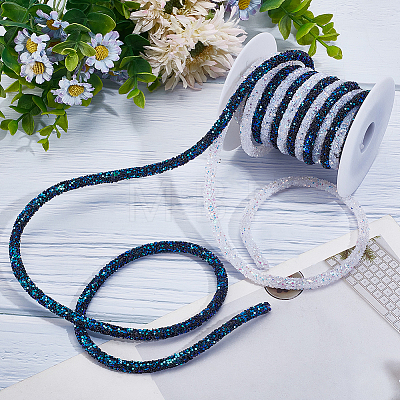   5M 2 Colors Sequins Rhinestone Tube Cord Rope FIND-PH0018-56-1