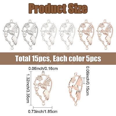 15Pcs 3 Colors 304 Stainless Steel Connector Charms STAS-YW0011-28-1