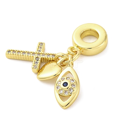 Brass Micro Pave Cubic Zirconia European Dangle Charms KK-D325-15G-1