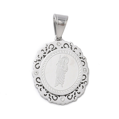 316 Surgical Stainless Steel Rhinestone Pendants STAS-P412-08P-1