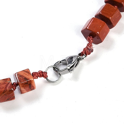 Natural Red Jasper Hexagon Prism Graduated Beaded Necklaces for Women Men NJEW-K388-03M-1