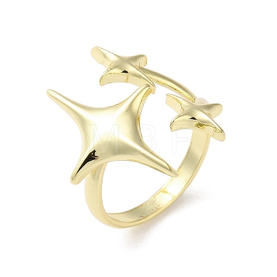 Brass Star Open Cuff Ring for Women RJEW-A042-01B-1