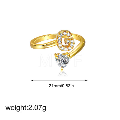 Brass Micro Pave Clear Cubic Zirconia Cuff Open Rings FS-WGF859A-07-1