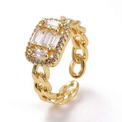 Brass Micro Pave Cubic Zirconia Rings KK-K258-39G-RS-1