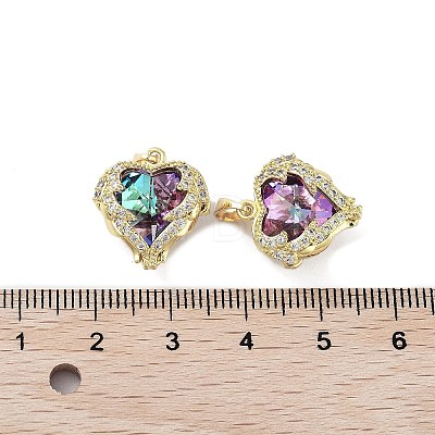 Rack Plating Real 18K Gold Plated Brass Micro Pave Cubic Zirconia Pendants KK-G482-01G-01-1