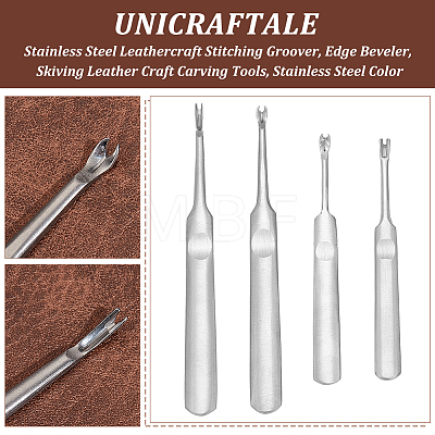 Unicraftale 6 Sets 2 Style Stainless Steel Leathercraft Stitching Groover TOOL-UN0001-33-1