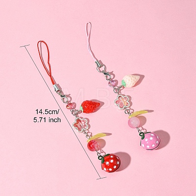 Glass & Resin Mobile Straps HJEW-FS00009-03-1