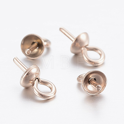 Ion Plating(IP) 304 Stainless Steel Cup Pearl Peg Bails Pin Pendants STAS-H452-01RG-1