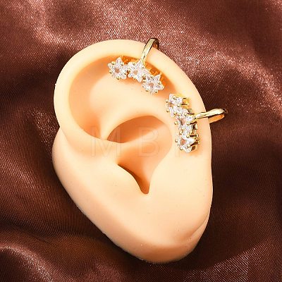 Brass Micro Pave Clear Cubic Zirconia Cuff Earrings EJEW-G471-40G-1