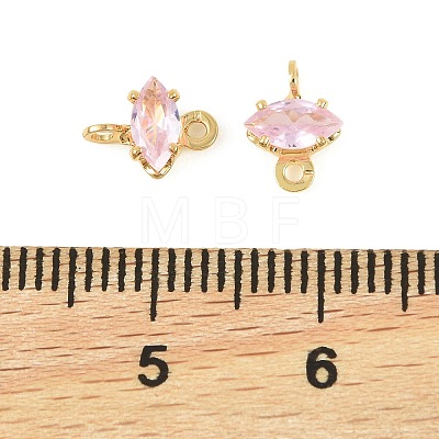 Brass Pave Cubic Zirconia Horse Eye Connector Charms KK-P347-03G-1