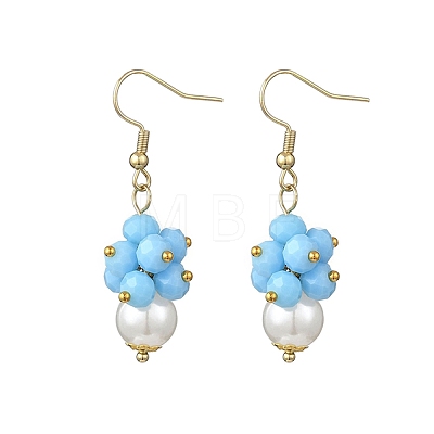 2 Pairs Round ABS Plastic Imitation Pearl Dangle Earrings EJEW-JE06757-1