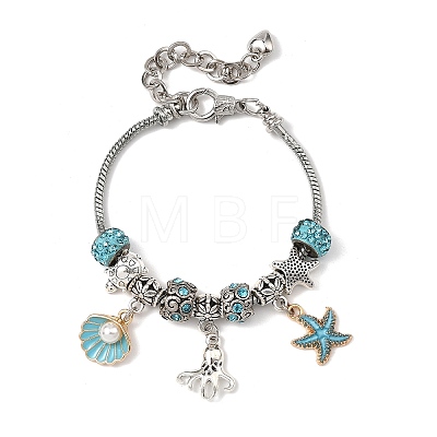Ocean Theme European Beads Charm Bracelets BJEW-JB13949-1