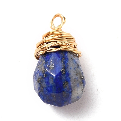 Natural Mixed Gemstone Wire Wrapped Pendants PALLOY-JF00527-1