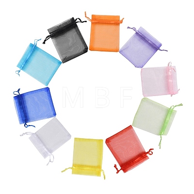 20Pcs 10 Colors Rectangle Organza Drawstring Bags CON-YW0001-31C-1
