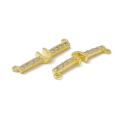 Rack Plating Brass Micro Pave Clear Cubic Zirconia Connector Charms KK-C007-37G-U-1