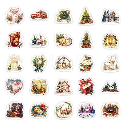 50Pcs Christmas Theme Cartoon Paper Stickers DIY-P085-06-1