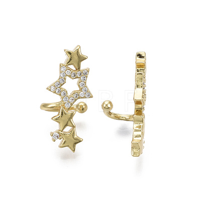 Brass Micro Pave Clear Cubic Zirconia Cuff Earrings EJEW-R114-020G-NF-1