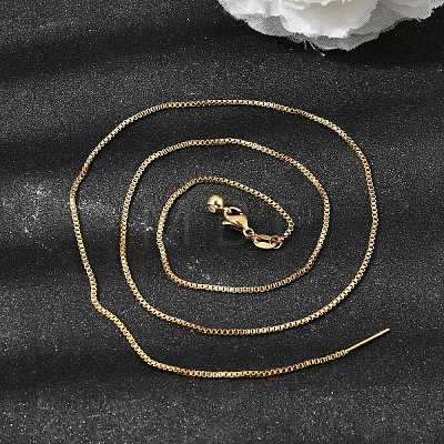 1.2MM Unisex 304 Stainless Steel Box Chain Necklaces NJEW-P356-12G-1