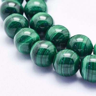 Natural Malachite Beads Strands G-O166-06-10mm-1