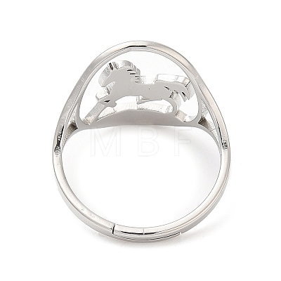 304 Stainless Steel Horse Adjustable Ring for Women RJEW-M149-21P-1