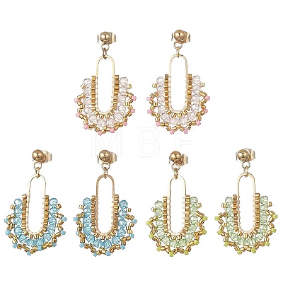 3 Pairs 3 Colors 304 Stainless Steel Dangle Stud Earring Sets for Women EJEW-MZ00756-1