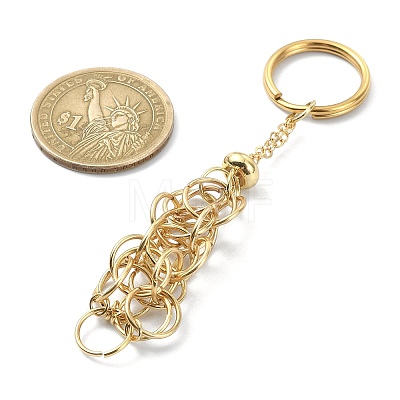 Brass Braided Macrame Pouch Empty Stone Holder for Keychain KEYC-TA00020-02-1