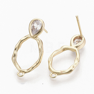 Brass Cubic Zirconia Stud Earring Findings X-KK-S354-230-NF-1