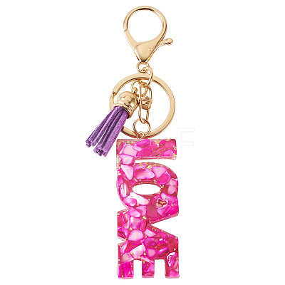 Alloy & Resin Tassel Keychainss AJEW-TADJ0001-20G-09-1