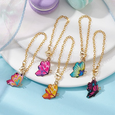 Butterfly Printed Alloy Cup Pendant Decorations HJEW-JM01345-1