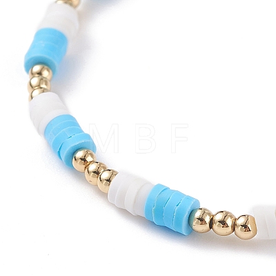 Love Word Acrylic & Heishi Polymer Clay Beaded Stretch Bracelets BJEW-TA00069-02-1
