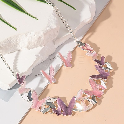 Butterfly Alloy Enamel Necklace and Earrings Sets for Women FS-WGFD103-01-1