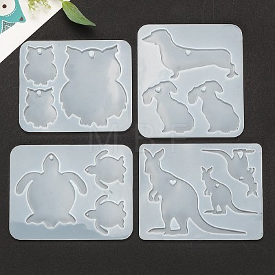 4Pcs Dog/Kangaroo/Turtle/Owl Pendant Silicone Molds DIY-LS0003-20-1