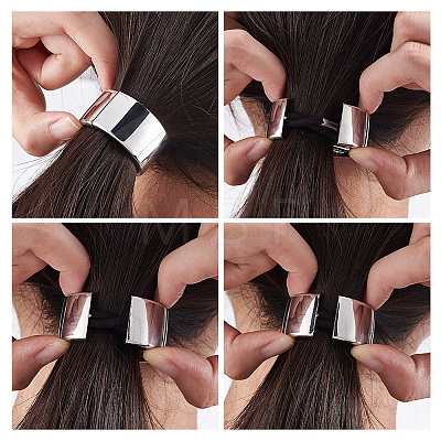 6Pcs 6 Style Rubber Elastic Fiber Hair Ties OHAR-GO0001-02-1