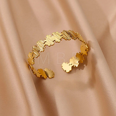 Real 18K Gold Plated 304 Stainless Steel Cuff Bangles BJEW-L695-001G-03-1