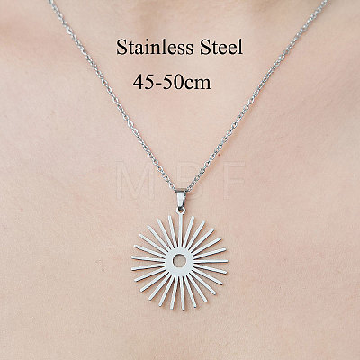 201 Stainless Steel Sun Pendant Necklace NJEW-OY002-11-1