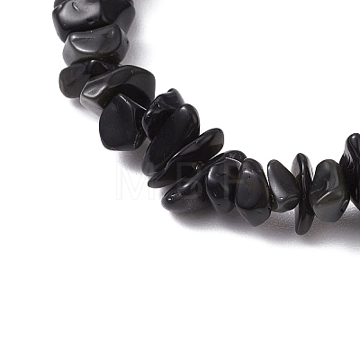 Natural Obsidian Chips Stretch Bracelets for Women Men BJEW-JB11341-09-1