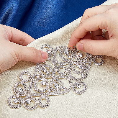 Brass Crystal Rhinestones Ornament Accessories for Chain Belts KK-WH0816-001-1