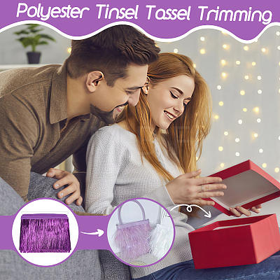Polyester Tinsel Tassel Trimming DIY-WH0430-372C-1
