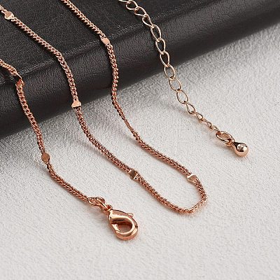 Brass Curb Chains Necklaces for Women NJEW-D302-18RG-1