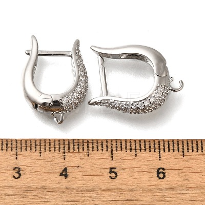 Rack Plating Brass Micro Pave Cubic Zirconia Hoop Earring Findings EJEW-H143-07P-1